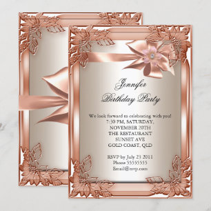 Elite Elegant Birthday Party Orange Cream Invitation