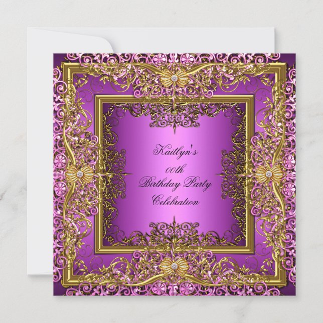 Elite Elegant Pink Gold on Gold Birthday Party Invitation (Front)