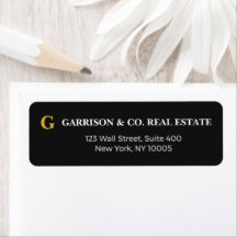 Elite Executive Black Gold Monogram Return Address