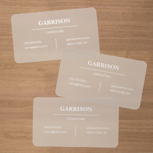 Elite Executive Crisp White Typography Frosted Clear Business Cards