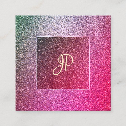 Elite Glitter Template Handwriting Script Modern Square Business Card