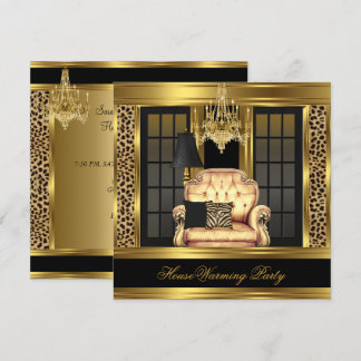 Elite Housewarming Party Chandelier Gold Chair Invitation