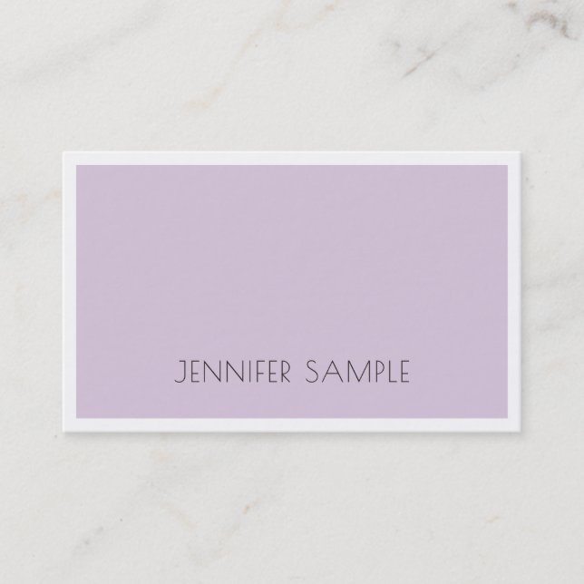 Elite Minimalist Design Violet Purple Luxe Trendy Business Card (Front)