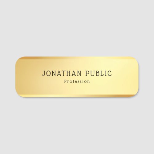 Elite Modern Design Simple Template Glamour Gold Name Tag