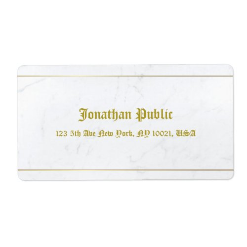 Elite Old Style Calligraphed Marble Gold Shipping Label