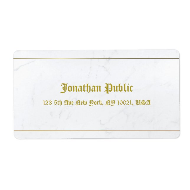 Elite Old Style Calligraphed Marble Gold Shipping Label (Front)
