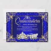 Elite Princess Quinceanera Royal Blue Gold Sparkle Invitation (Front)