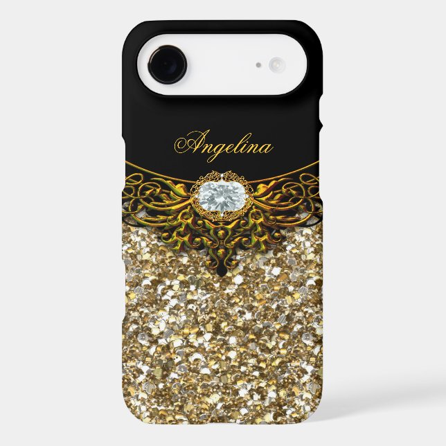 Elite Regal Gold Black Diamond Jewel Case-Mate iPhone Case (Back)