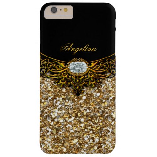 Elite Regal Gold Black Diamond Jewel Barely There iPhone 6 Plus Case