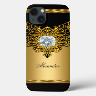 Elite Regal Gold Black Ornate Diamond Jewel iPhone 13 Case