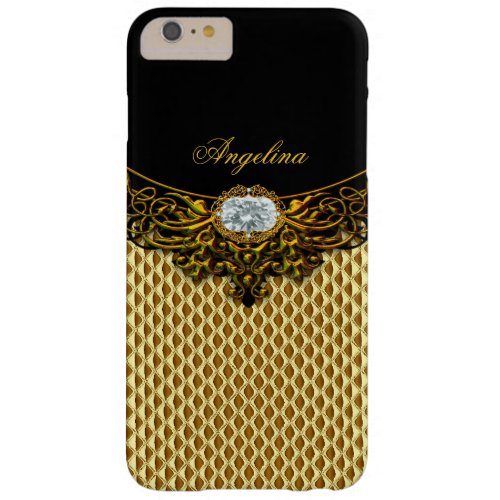 Elite Regal Gold Honeycomb Black Diamond Jewel Barely There iPhone 6 Plus Case