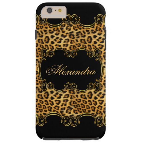 Elite Regal Leopard Gold Black animal print 2 Tough iPhone 6 Plus Case