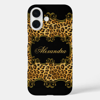 Elite Regal Leopard Gold Black animal print 2 iPhone 16 Case