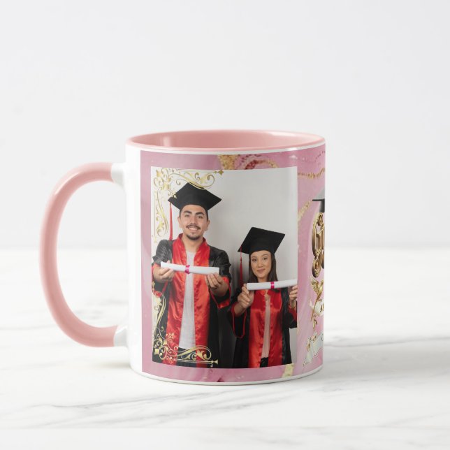 Elite Rose-Marble & Gold Personalized Graduation  Mug (Left)