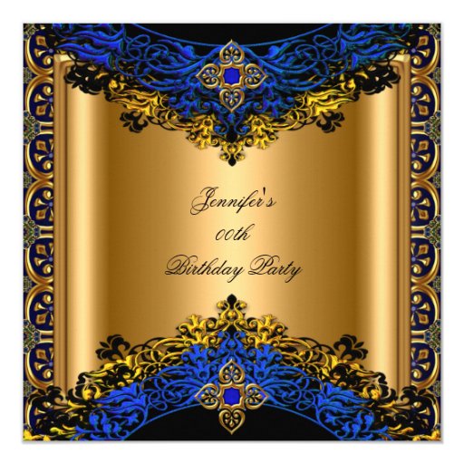 Royal Blue And Gold Birthday Invitations 3