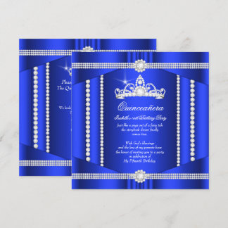 Elite Royal Blue Princess Quinceanera Diamond Invitation
