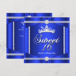Elite Royal Blue Princess Sweet 16 Party Diamond Invitation