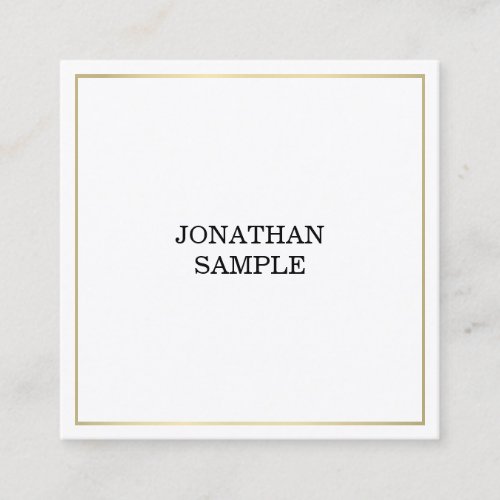 Elite Sleek Design Trendy Gold Plain Modern Chic Square Business Card