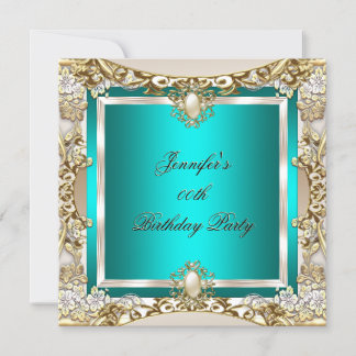 Elite Teal Cream Gold Pearl Birthday Party Invitation