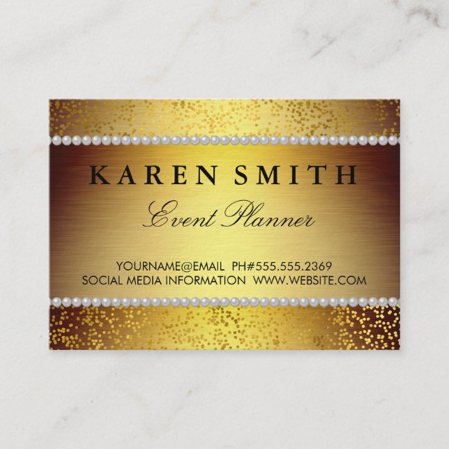 Elite VIP Luxe Golden / Gold Speckles Business Card (Front)