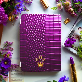 Elite Vivid Purple Faux Crocodile Monogrammed