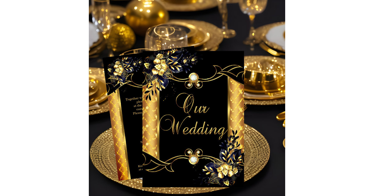 Black Wedding Decor, Black Gold Wedding Glasses, Black Wedding