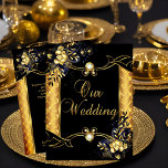 Elite Wedding Gold Black Floral Diamonds  Invitation at Zazzle
