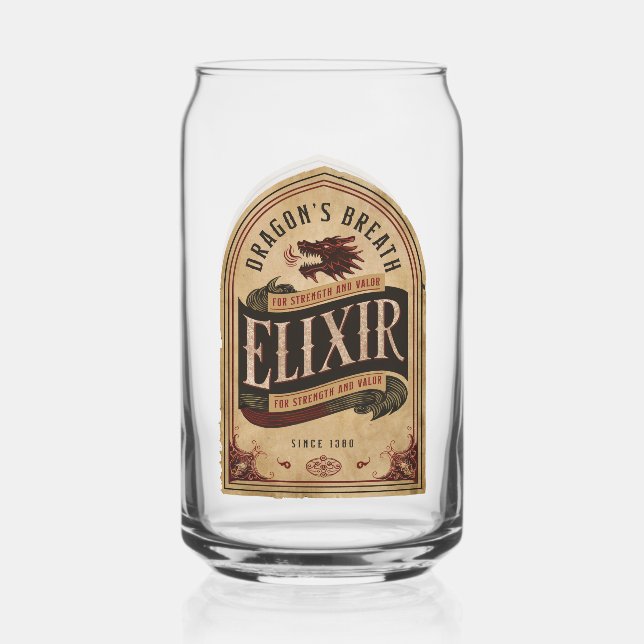 Elixir Dragon's Breath Halloween Party Vintage Can Glass (Front)