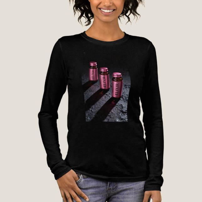 Elixir Rose Gold Potion Bottles Gothic Long Sleeve Tri-Blend Shirt (Front)