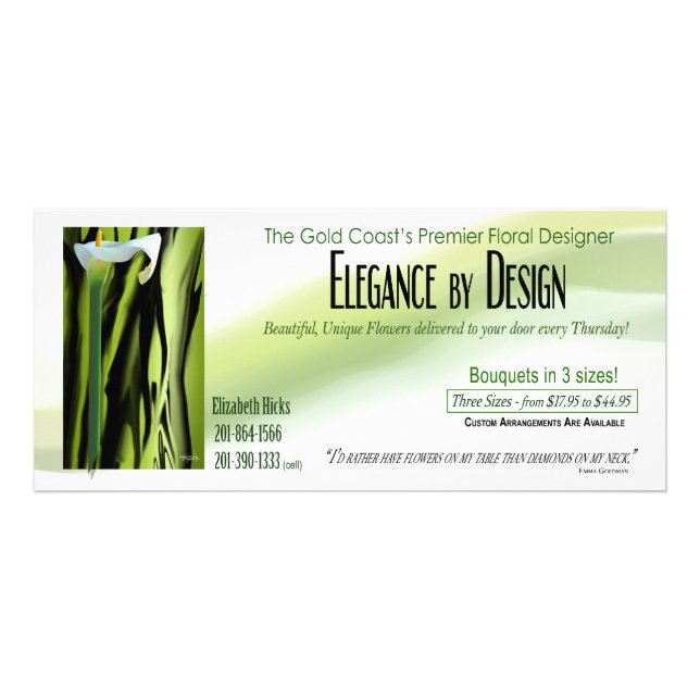 Eliz Hicks Elegance by Design Rack Card (Front)