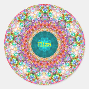 ELIZA ~ Sweet Floral Pattern ~ Personalized Classic Round Sticker