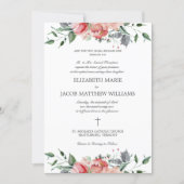 Elizabeth Elegant Pink Flowers Catholic Wedding Invitation (Front)