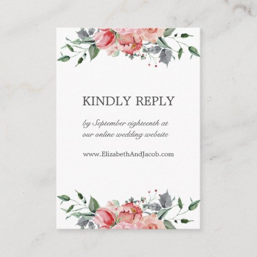 Elizabeth Elegant Pink Wedding Website Online RSVP Enclosure Card