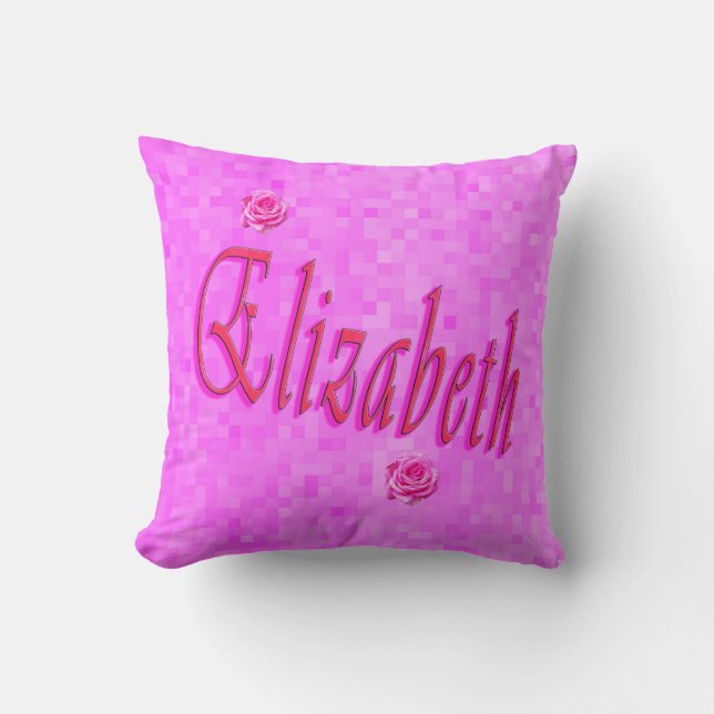 Elizabeth Girls Name Logo, Throw Pillow (Front)