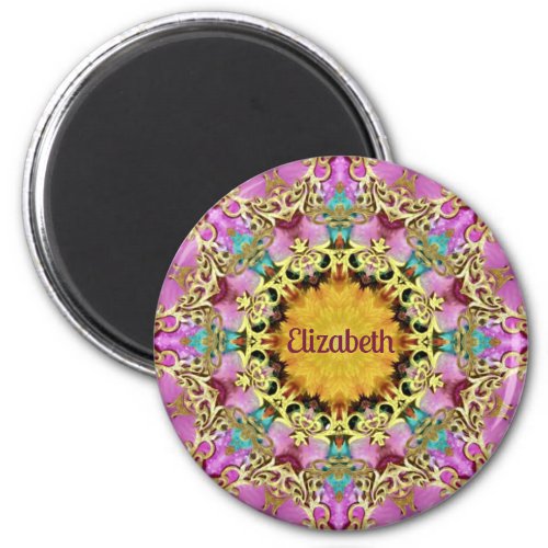 ELIZABETH  GOLD YELLOW PINK  Stunning Design Magnet