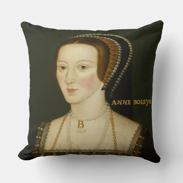 Elizabeth I and Anne Boleyn Queens of England Throw Pillow (Front)