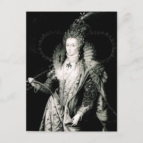 Elizabeth I drawn by WDerby and engraved by Postcard