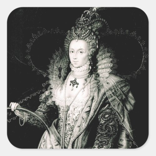 Elizabeth I drawn by WDerby and engraved by Square Sticker
