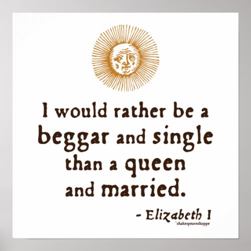 Elizabeth I Quote about Marriage Poster