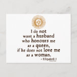 Elizabeth I Quote on Husbands Postcard