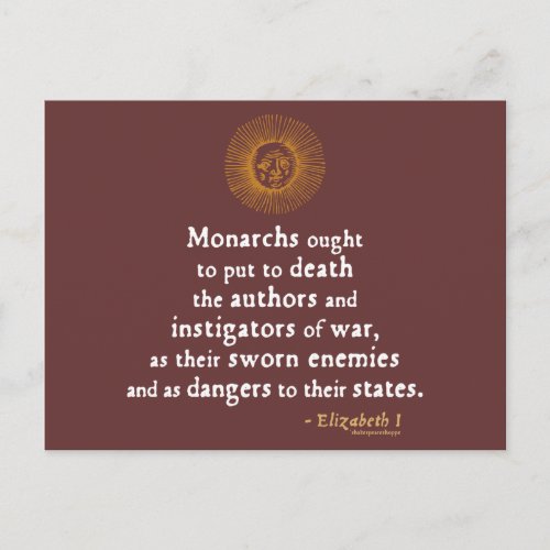 Elizabeth I Quote on War Postcard