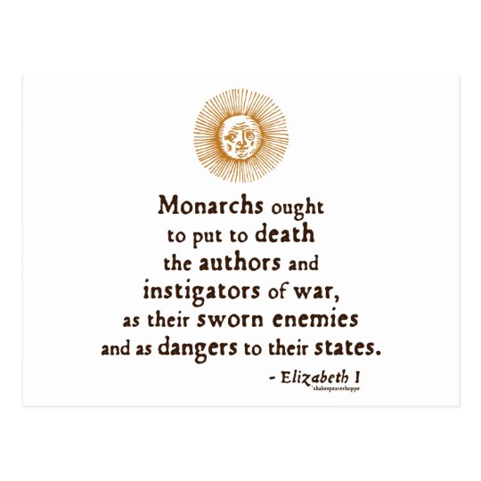 Elizabeth I Quote on War Postcard