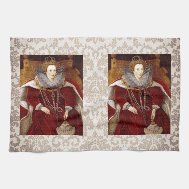 Elizabeth I Red Robes Kitchen Towel (Horizontal)