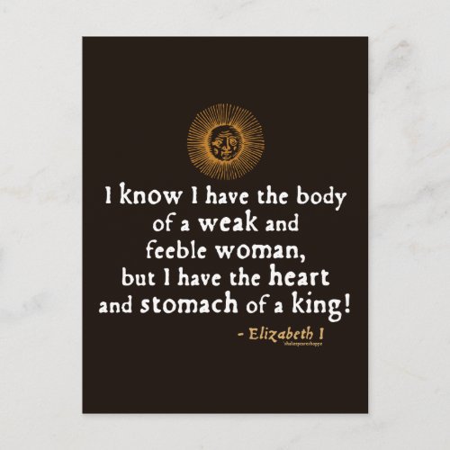 Elizabeth I Tilbury Quote Postcard