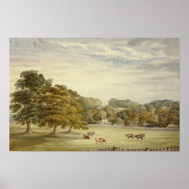 Elizabeth Murray - Six Cows Grazing before Country Poster (Front)