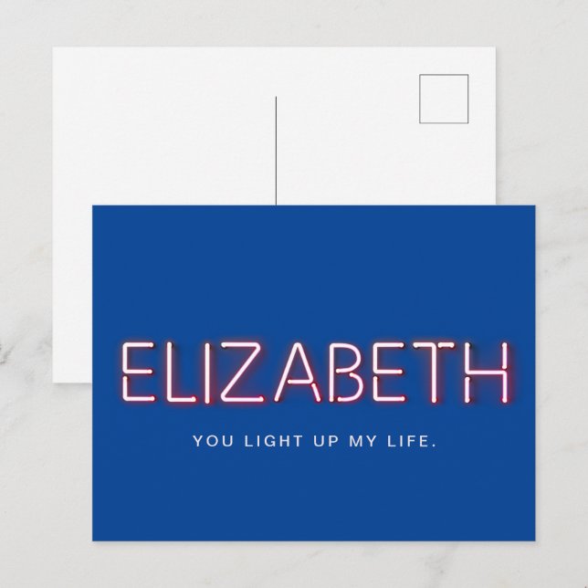 Elizabeth name in glowing neon lights postcard (Front/Back)