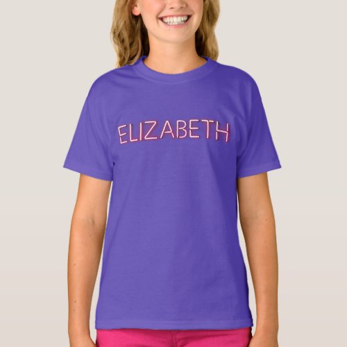 Elizabeth name in glowing neon lights T_Shirt