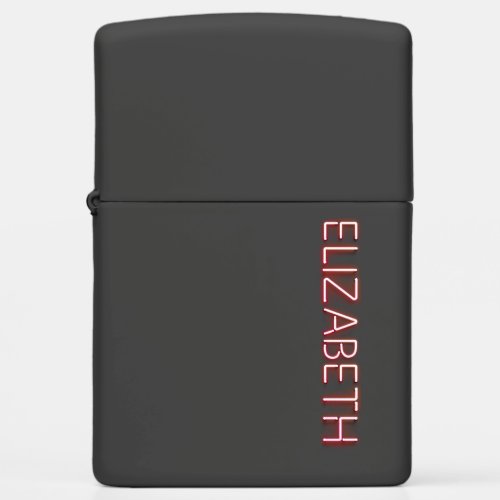 Elizabeth name in glowing neon lights zippo lighter