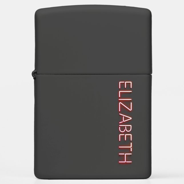 Elizabeth name in glowing neon lights zippo lighter (Front)