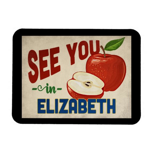 Elizabeth New Jersey Apple _ Vintage Travel Magnet